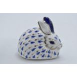 Royal Crown Derby paperweight Platinum Rabbit. First quality with stopper. In good condition with no