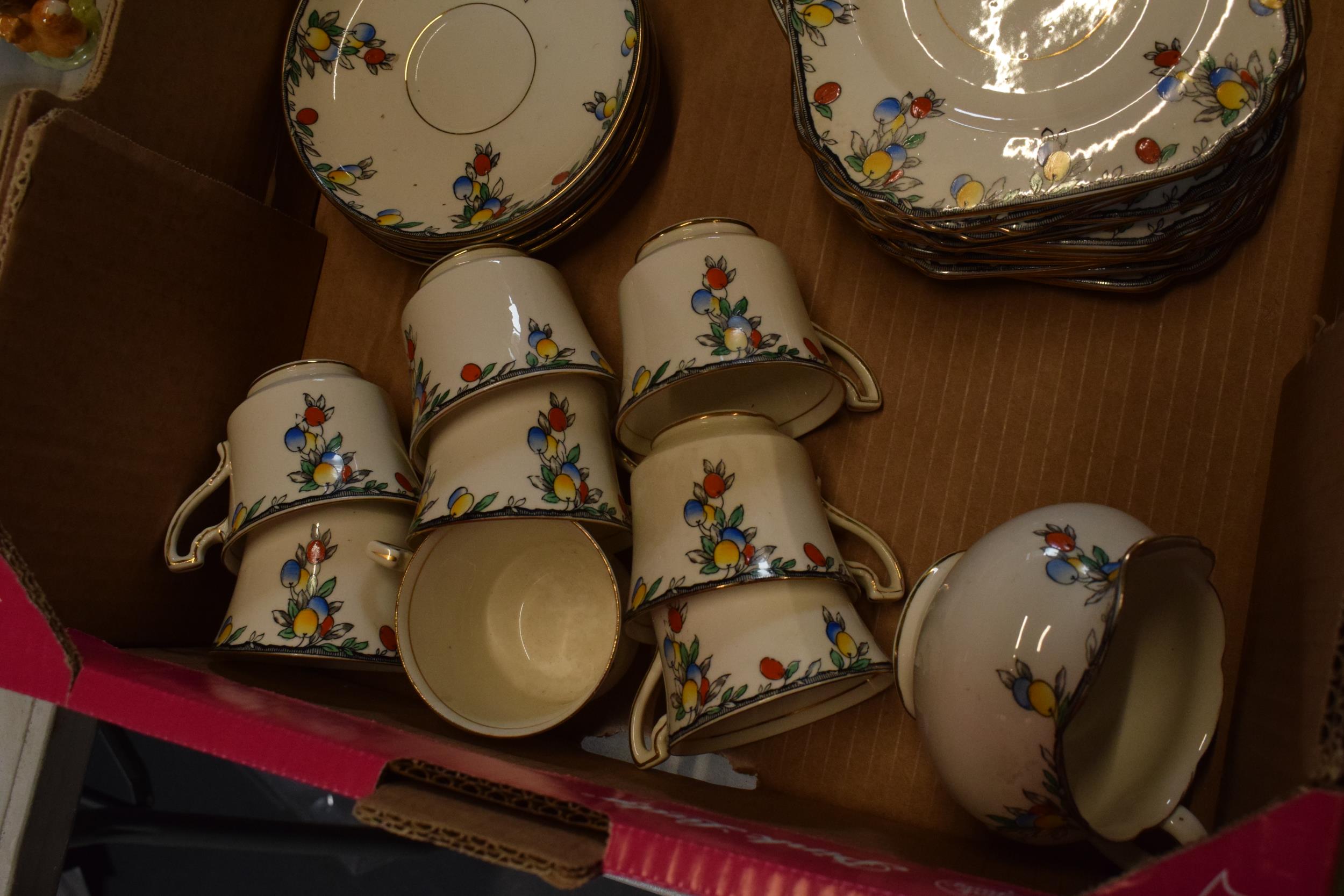 A Wetley China tea set decorated with fruits and foliage to include cups, saucers, side plates, milk - Image 4 of 4