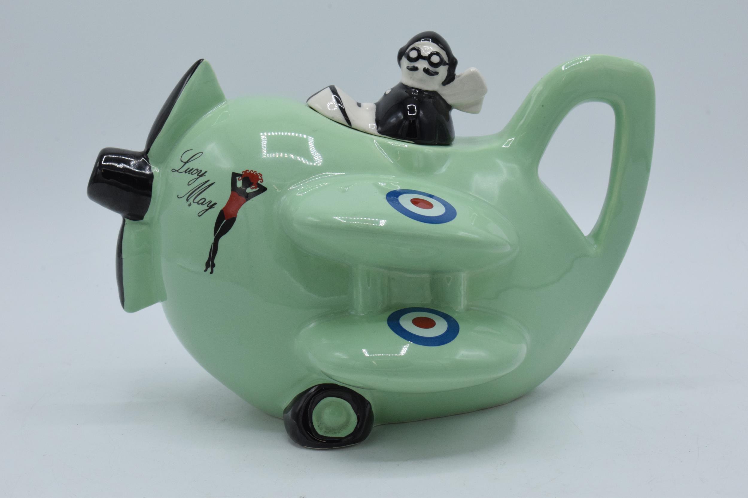 Carlton Ware Lucy May teapot in the form of a bi-plane. 21cm long. In good condition with no obvious