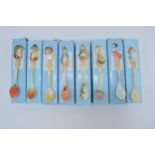 A collection of Border Fine Arts Studio The World of Beatrix Potter ceramic spoons with different