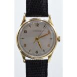 Longines 9ct gold gents wristwatch, 33mm excl. button. Winds, ticks, sets & runs. Setting function