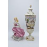 A pair of pottery items to include Franklin Mint figurine Cinderella and an R Capodimonte lidded urn