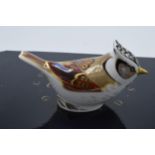 Boxed Royal Crown Derby paperweight Crested Tit. First quality with stopper. In good condition