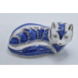 Boxed Royal Crown Derby paperweight Platinum Arctic Fox. First quality with stopper. In good