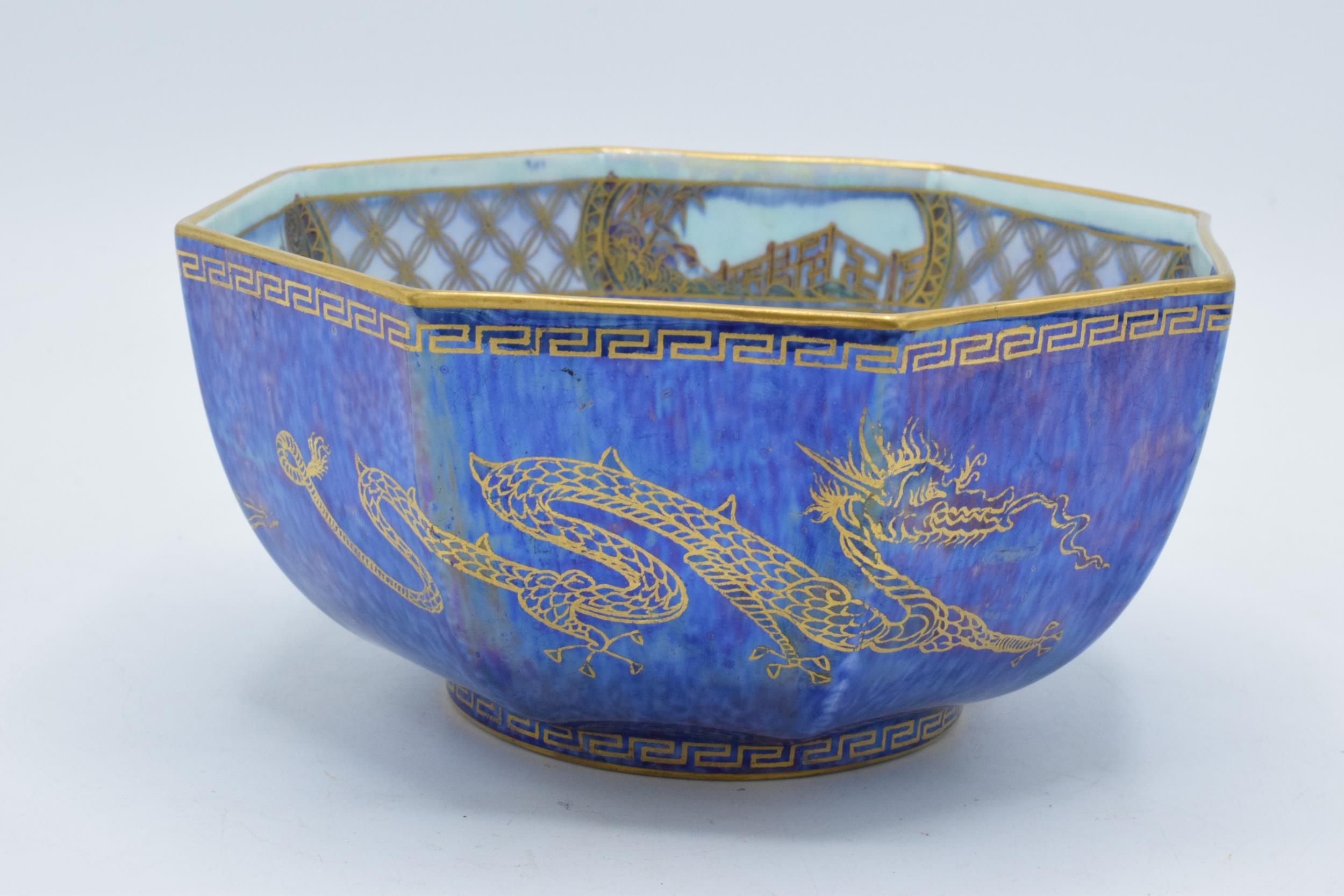 Wedgwood Dragon lustre hexagonal bowl designed by Daisy Makeig-Jones. 16cm diameter, 8cm tall. In - Image 3 of 11