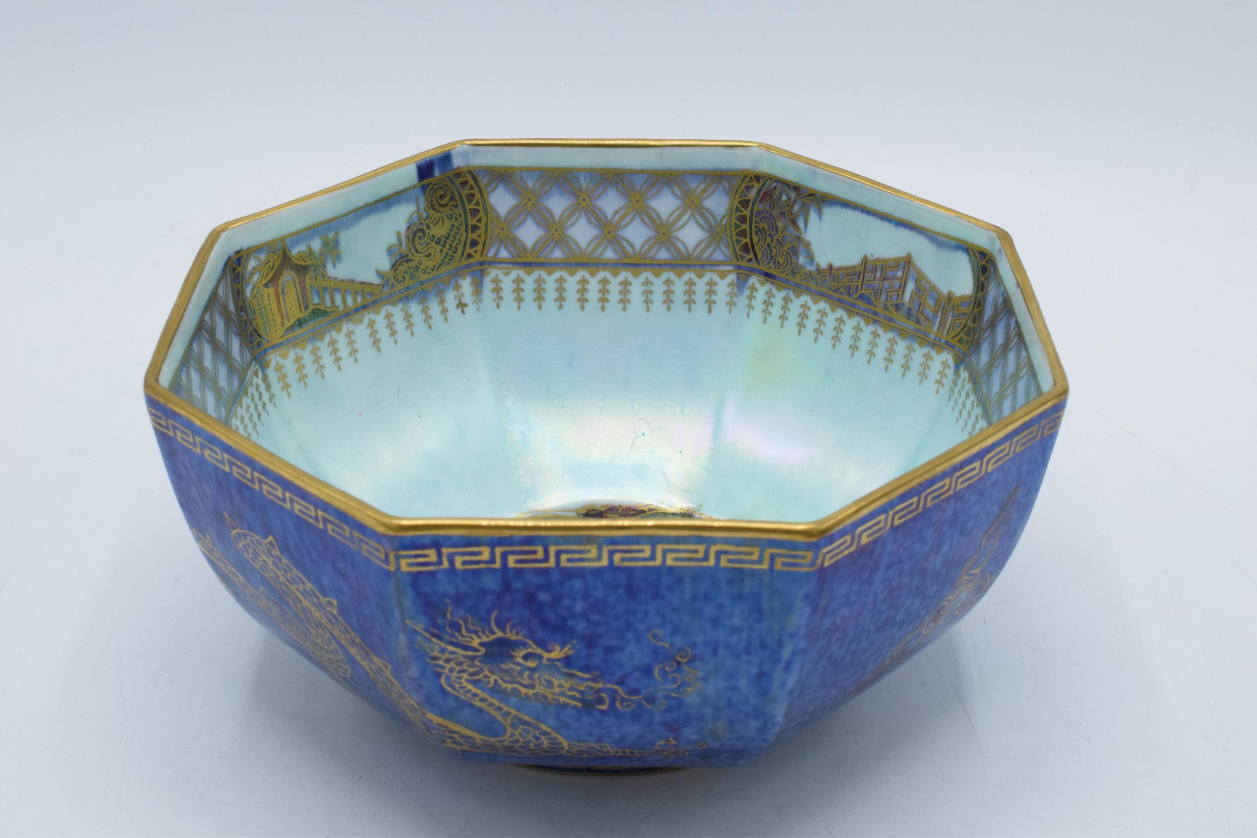 Wedgwood Dragon lustre hexagonal bowl designed by Daisy Makeig-Jones. 16cm diameter, 8cm tall. In