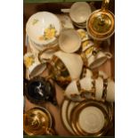 A collection of tea ware by various makes such as Royal Winton gilt example, Royal Ascot etc (