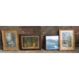 A collection of framed artwork to include countryside scenes (7). Largest 64 x 49cm inc frames.