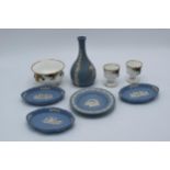 A collection of pottery to include Wedgwood blue Jasperware to include a bud vase, an Alton Towers