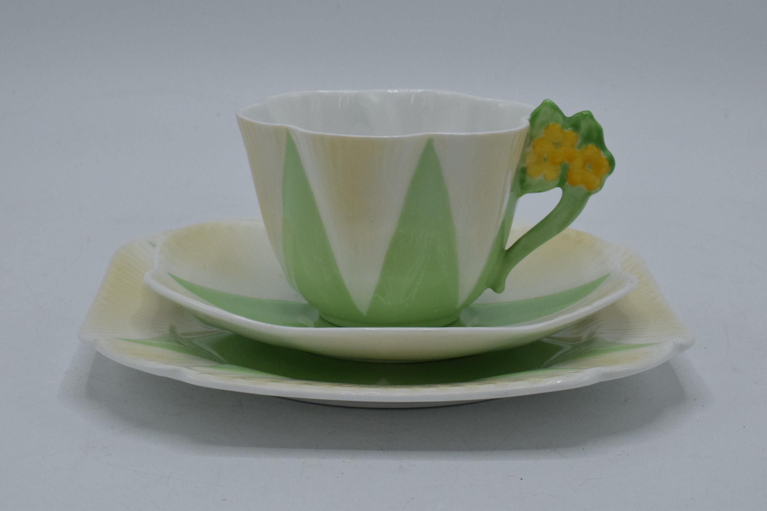 Shelley Apple Green Star 11993 Floral Dainty trio (3) (restored hairline to cup) In good condition - Image 2 of 3