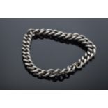 Silver link bracelet 25.2 grams. Each link marked. Total length of chain approx 21cm.