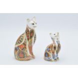 A pair of Royal Crown Derby paperweights to include Siamese Cat and Siamese Kitten. First quality