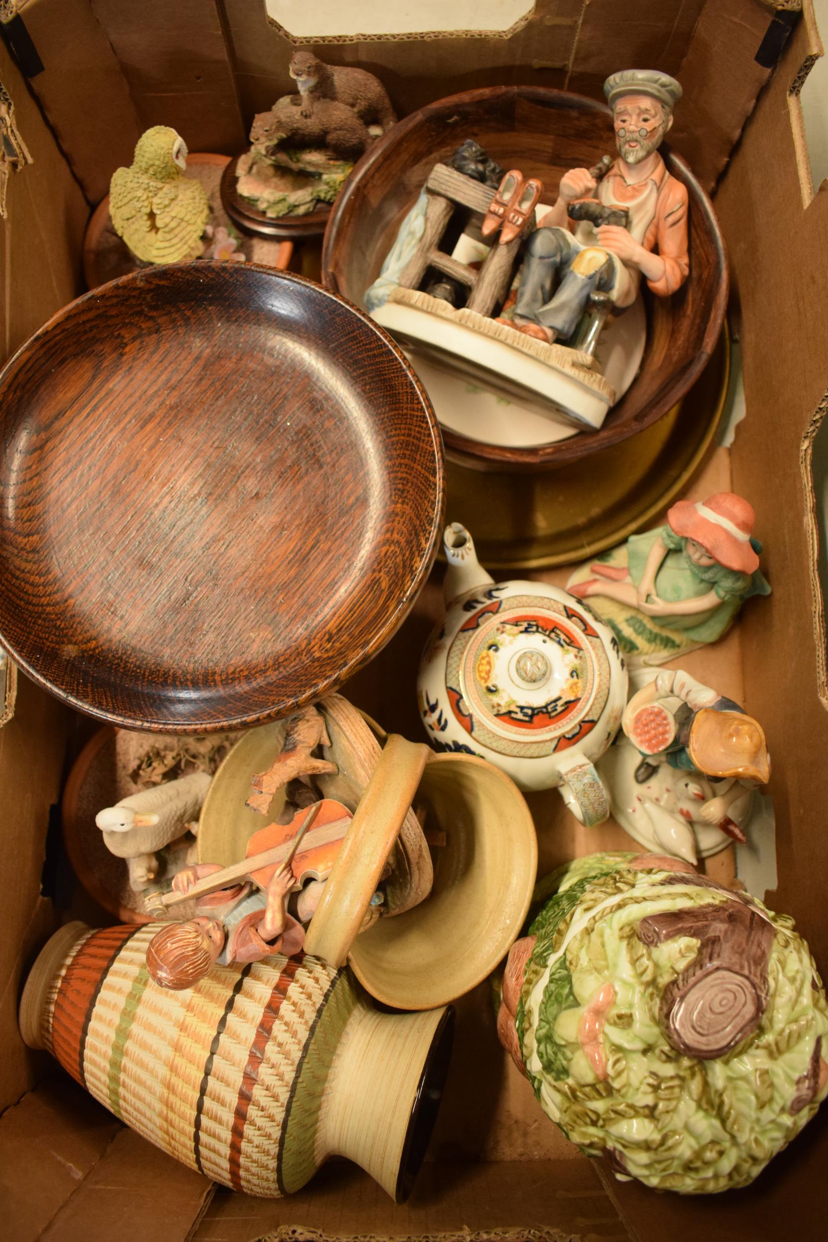 A mixed collection of items to include a turned wooden bowl, 19th century meat plate and 4 - Image 2 of 3
