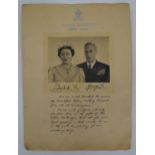 George VI and Elizabeth Silver Wedding interest - a portrait of the couple with Royal cypher in