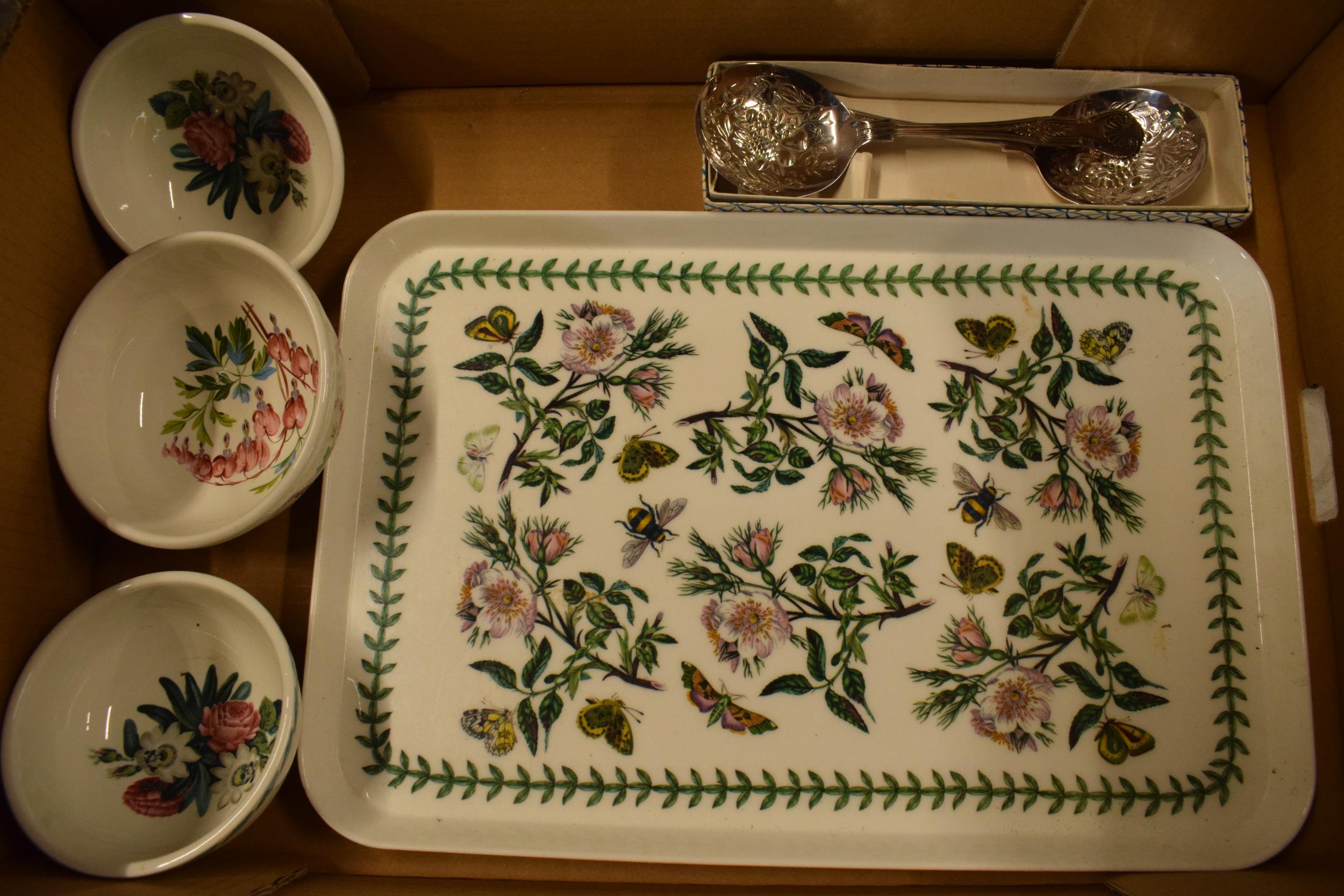 A collection of Portmeirion pottery to include storage jars, trinkets, bowl, plates and a plastic