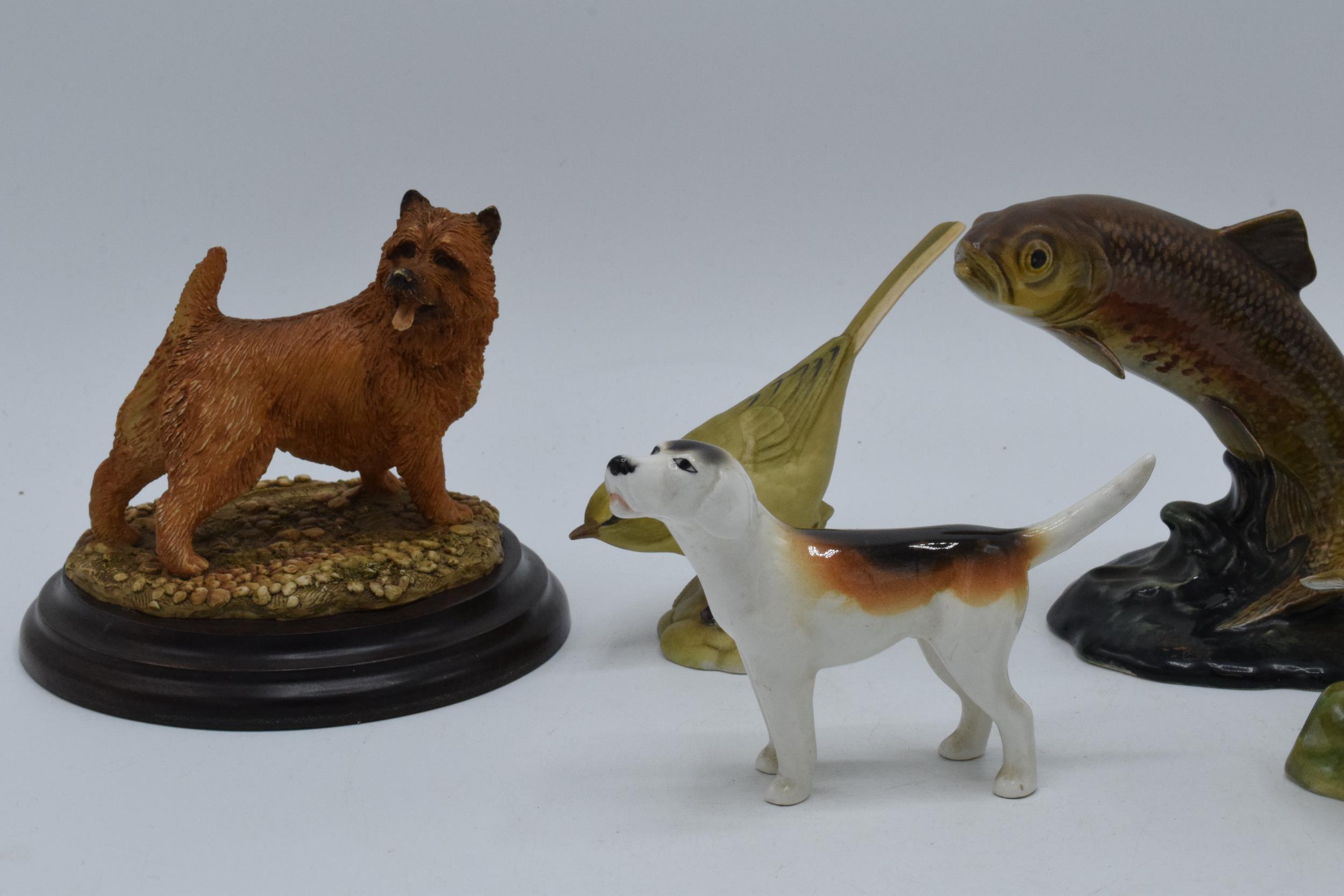 A collection of pottery animals to include Beswick fox hound, trout 1390 (af), Crown Staffordshire - Image 3 of 3