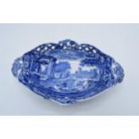 A Copeland Spode's Italian pierced basket in blue colourway, 27cm wide. In good condition with no