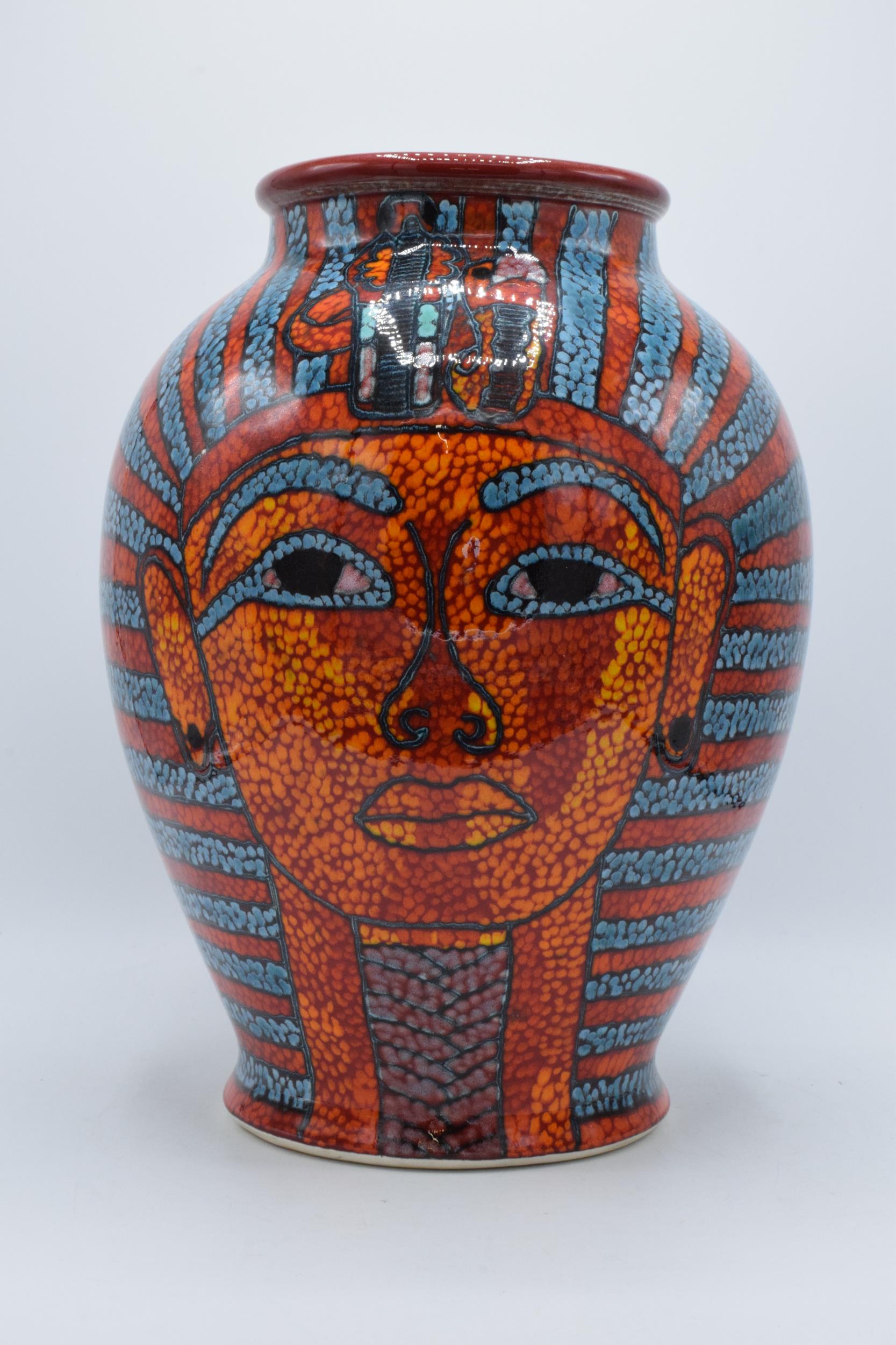 Large Poole Pottery Studio bulbous vase in the Tutankhamun design signed by Nicola Massarella