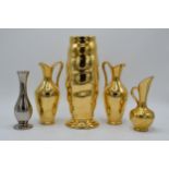 A collection of Royal Winton Grimwades jugs and vases in gold and silver lustres (5). Tallest 26cm