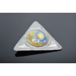 Silver Liberty and Co (or in the style of) triangular brooch set with Ruskin cabochon style