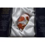 Boxed Royal Crown Derby paperweight in the form of a Puppy. First quality with stopper. In good