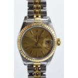 Rolex Datejust Ladies 18ct gold & steel wrist watch & original bracelet. Early 2000's with the 79173