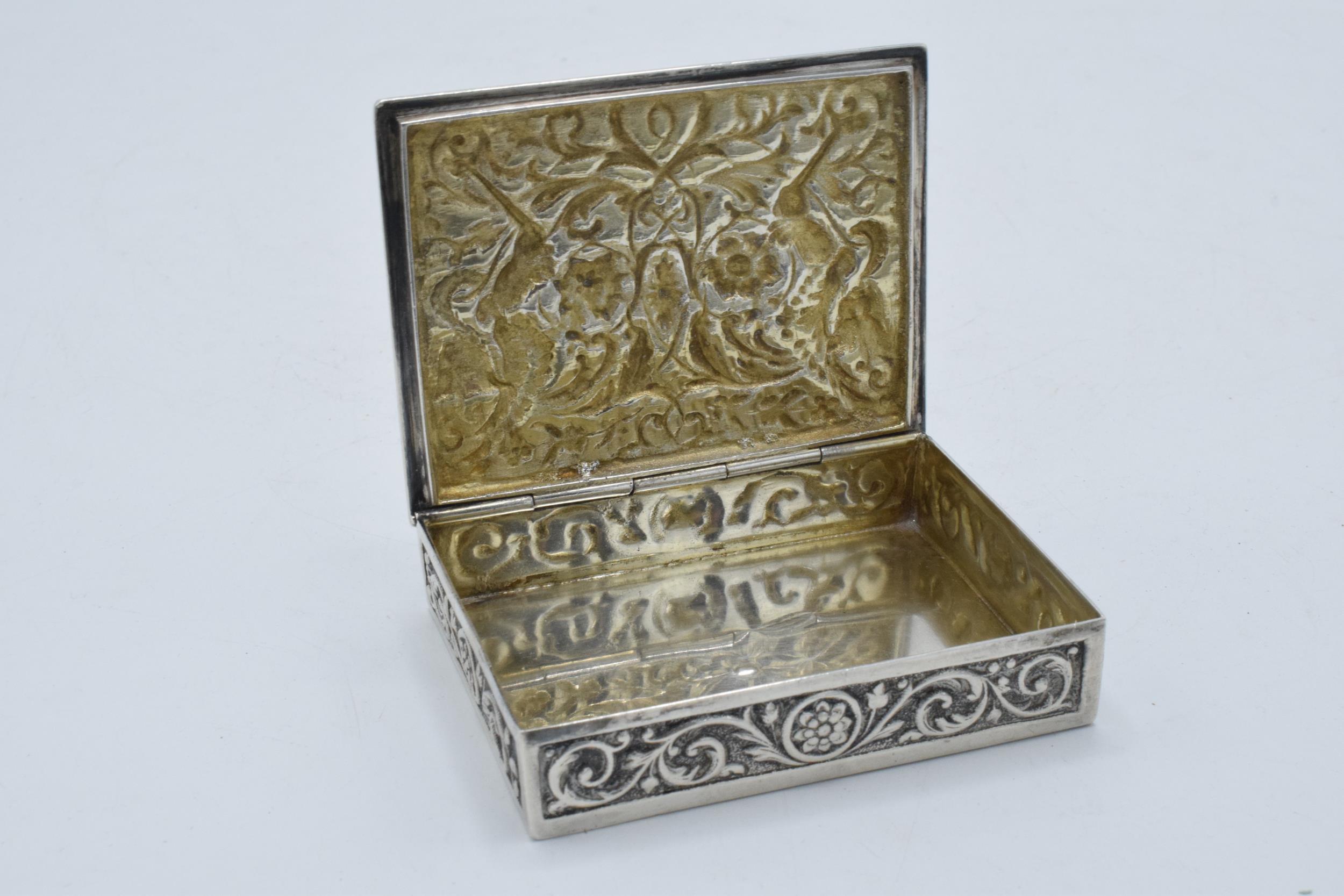A continental silver ornate repousse antique box, 152.5 grams. 8.5 x 6.5cm. - Image 3 of 6