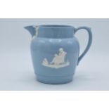 Wedgwood Queensware large jug with traditional scenes, 15.5cm tall. Generally in good sound