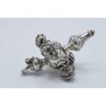 Silver baby rattle and whistle, London 1900, missing handle. gross weight 20.7 grams.