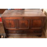 Georgian oak mule chest with 2 drawers and an internal drawer too, 120 x 53 x 76cm tall. Requires