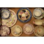 A collection of 18th and 19th century tea ware and pottery to include a high quality painted