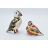 Boxed Royal Crown Derby paperweight Chaffinch (gold stopper and first quality) together with