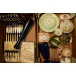 A mixed collection of items to include glass ware, 19th century and later pottery, cutlery sets,