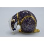 Royal Crown Derby paperweight Badger, first quality with gold stopper. In good condition with no