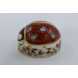 Royal Crown Derby paperweight red ladybird with 7 spots. First quality with gold stopper. In good