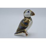 Boxed Royal Crown Derby paperweight Puffin, first quality with gold stopper. In good condition