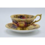 Aynsley Orchard Gold cup and saucer both signed by N Brunt (2). In good condition with no obvious