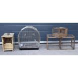 A collection of 4 vintage metal and wooden French song bird cages of varying forms (4). Collection