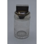 Victorian silver topped glass scent bottle, Birmingham 1892, 9.5cm tall.