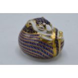 Royal Crown Derby paperweight Imari Dormouse, first quality with gold stopper. In good condition