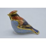 Royal Crown Derby paperweight Waxwing, first quality with gold stopper. In good condition with no