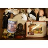 A mixed collection of Churchill memorabilia to include Robert Harrop figure, Wood and Sons character