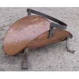 A 19th century French copper and iron log basket on raised on four legs, 49cm long.