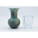 A pair of studio glass vases to include a turquoise and gilt example by Dartington and a