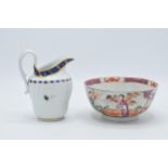 A late 18th / early 19th century Newhall (or similar) sugar bowl with oriental scenes together