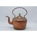 Late Victorian copper kettle, 27cm tall (spout has been soldered).