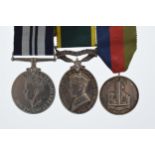A trio of World War Two medals to include silver India medal (CSM S E BAKER), 1939-1945 medal and