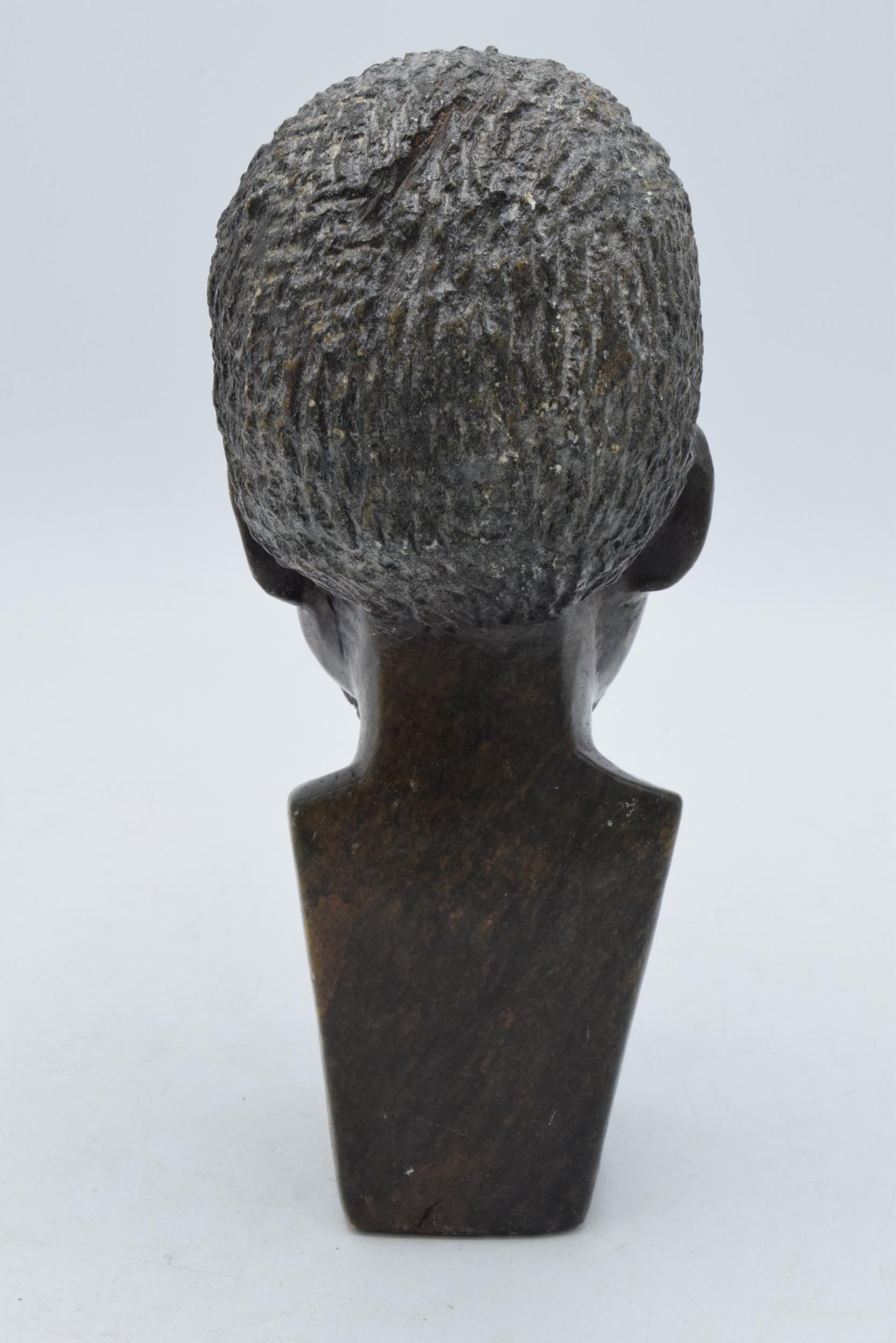 Carved African hardstone bust of a gentleman's head, 21.5cm tall. - Image 3 of 5