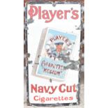 Original enamel sign Player's Navy Cut Cigarettes with matchbox decoration. Approx 94 x 48cm. Some