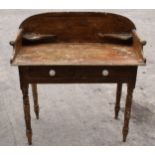 Vintage English pine washstand with painted decoration / detailing with ceramic drawer knobs, 99 x